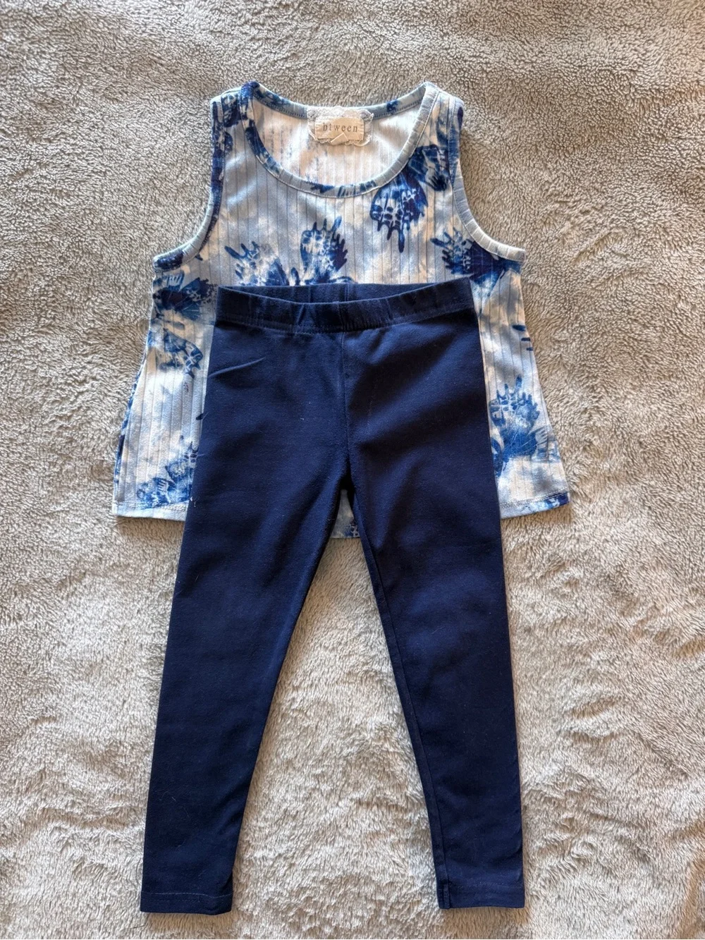 btween Blue and White Butterfly Tank with Navy Leggings Set 4T - Picture 3 of 8